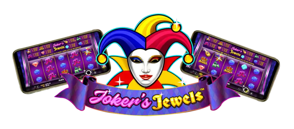 Joker Jewels mostrando al bufón y dos pantallas del juego animado