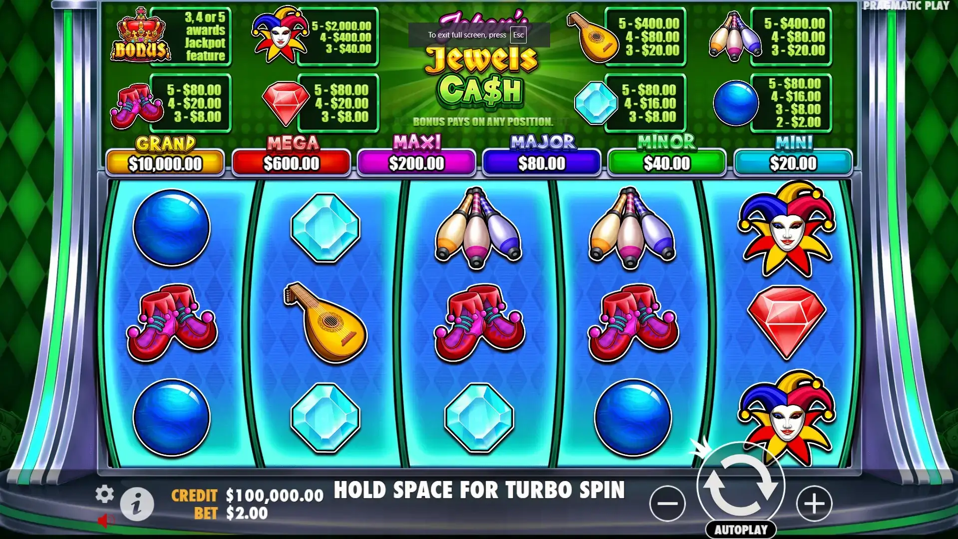 Joker Jewels Cash Gameplay